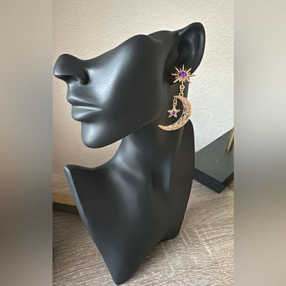 Bohemian moon earrings A273 - Picture 3 of 5